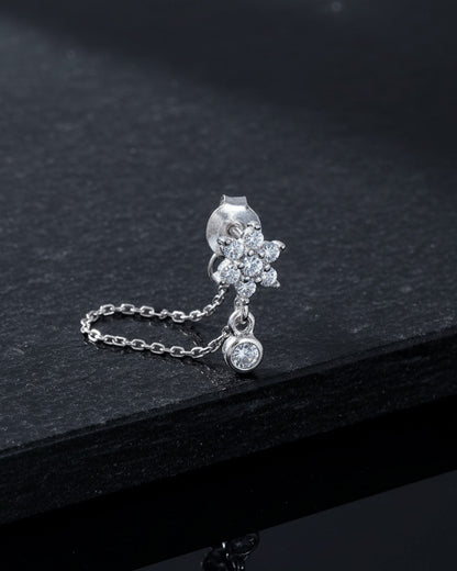 back to fron chain earring of flower cluster shape.