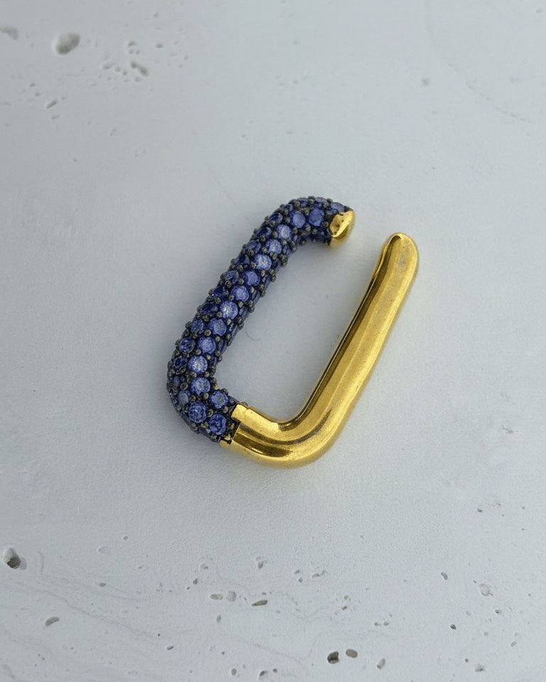rectangular colored CZ earcuff