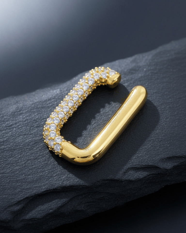 rectangular colored CZ earcuff
