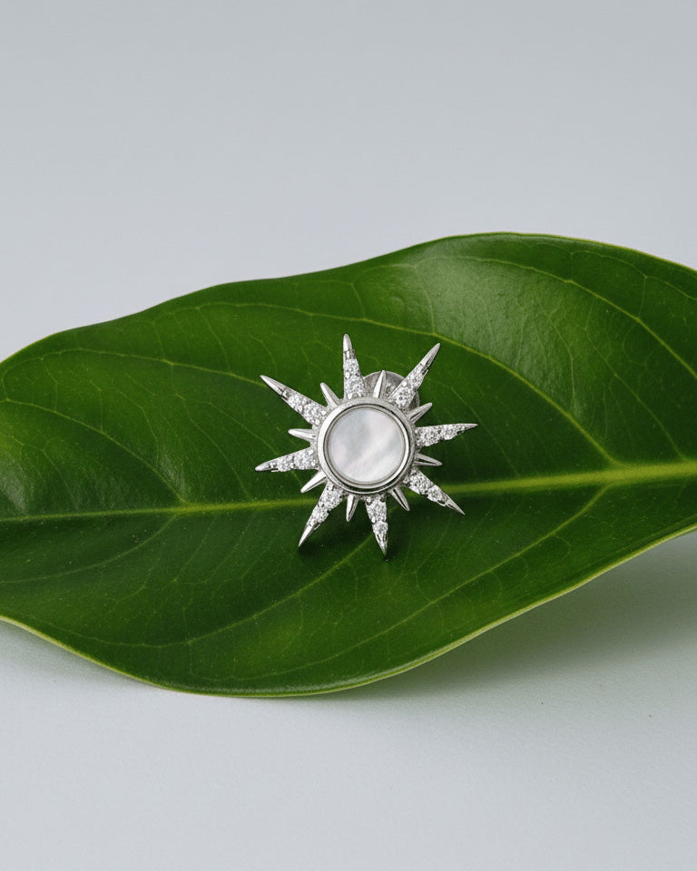 star shape with mother of pearl and CZ stud earring.