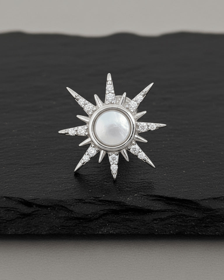 star shape with mother of pearl and CZ stud earring.