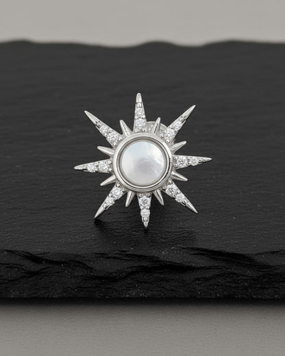 star shape with mother of pearl and CZ stud earring.