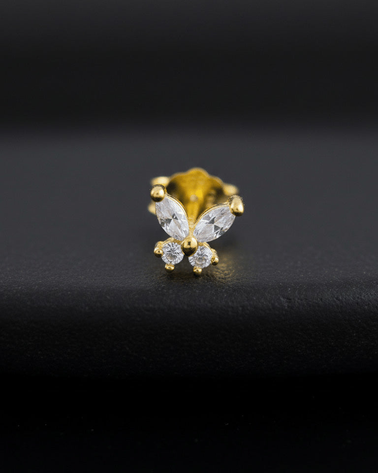 tiny butterfly shape stud earring.