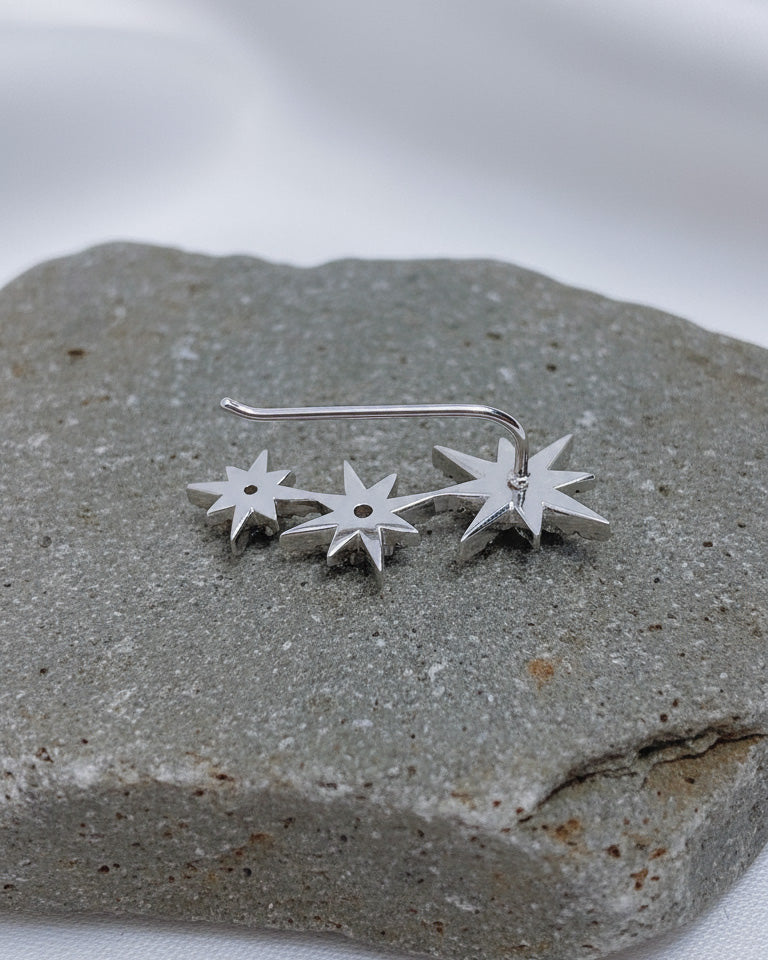 CZ three stars climber style earring.