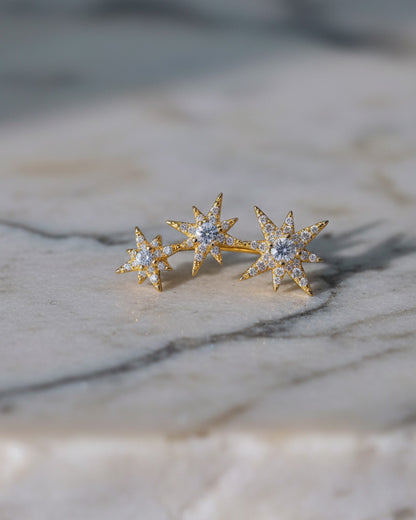 CZ three stars climber style earring.
