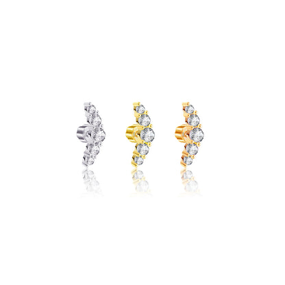 graduated stones curved flat-back piercing.