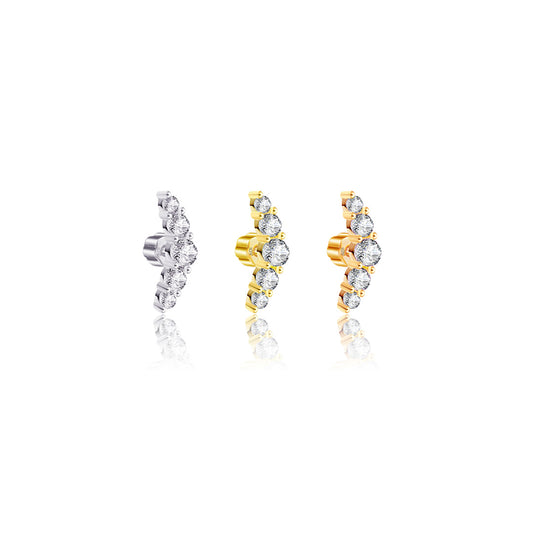 graduated stones curved flat-back piercing.