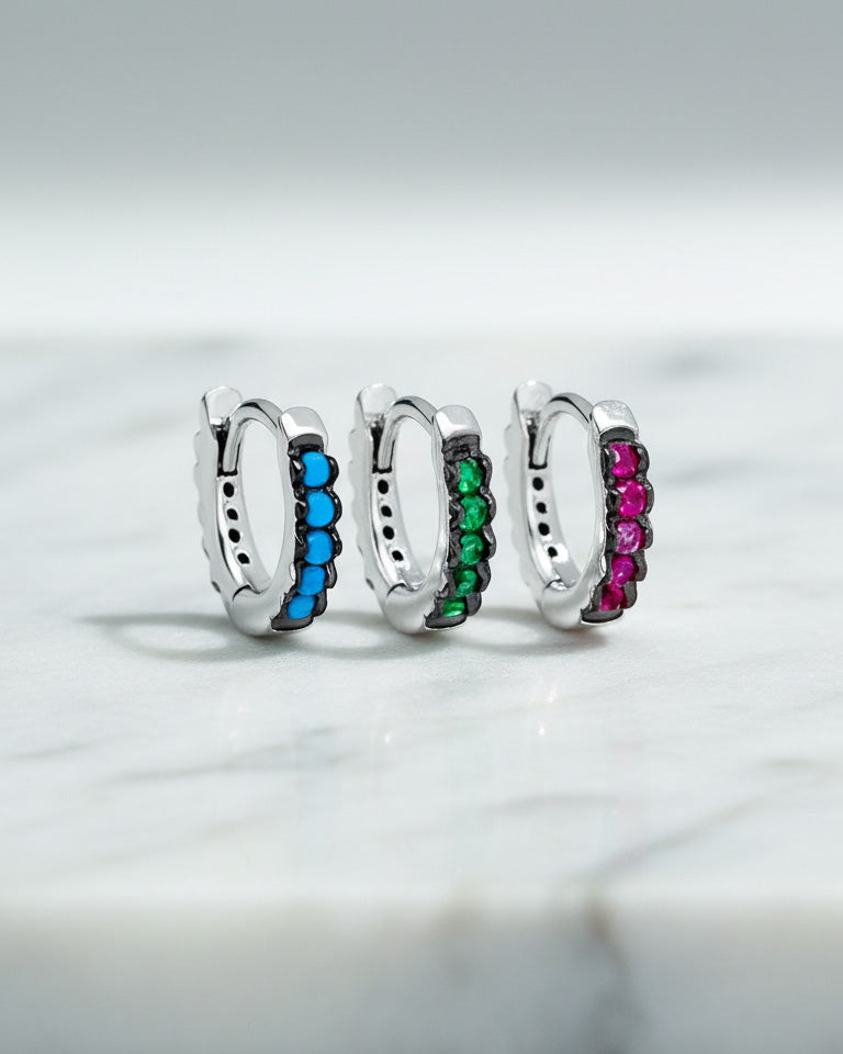 6mm colored stones hoops.