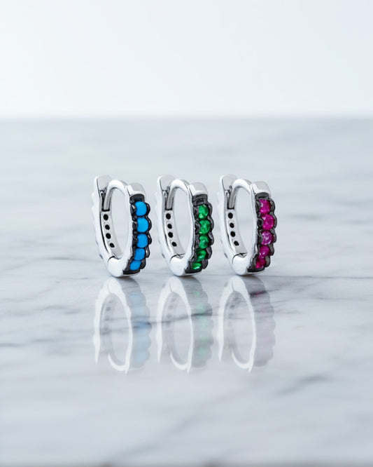 6mm colored stones hoops.