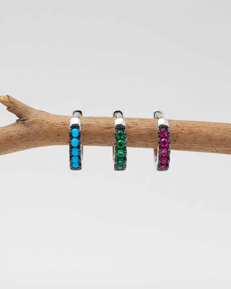 6mm colored stones hoops.