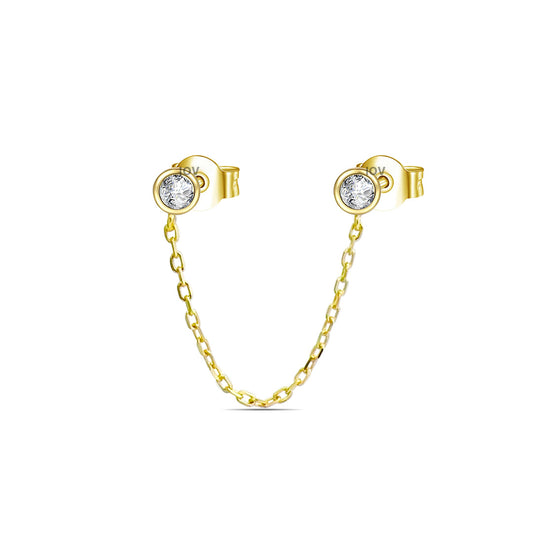 two chain linked bezel stone setting earring.