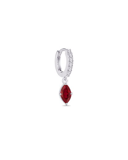 CZ huggie hoop with dangling color marquise shape stone.