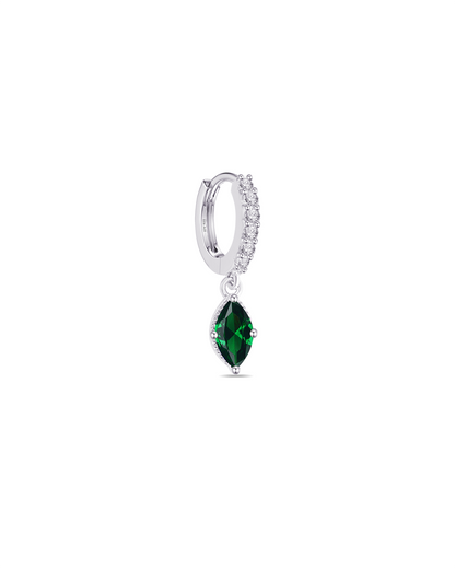 CZ huggie hoop with dangling color marquise shape stone.