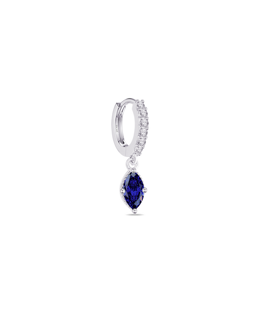 CZ huggie hoop with dangling color marquise shape stone.