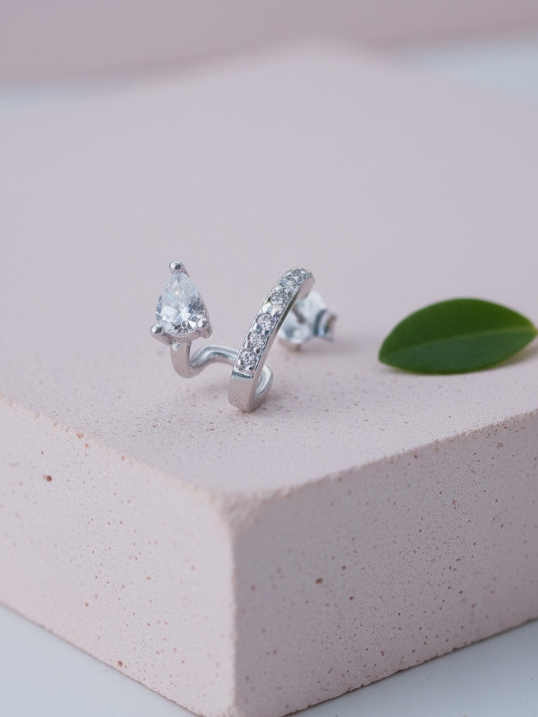 CZ hoop with a side pear shape.