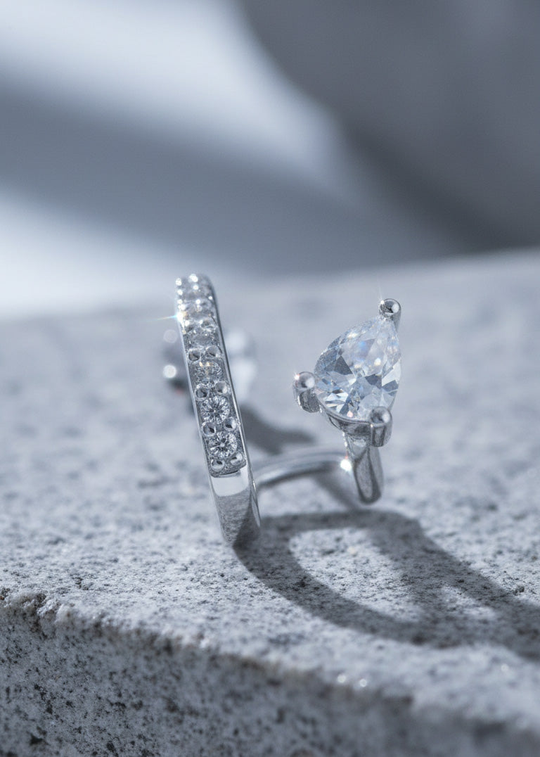 CZ hoop with a side pear shape.