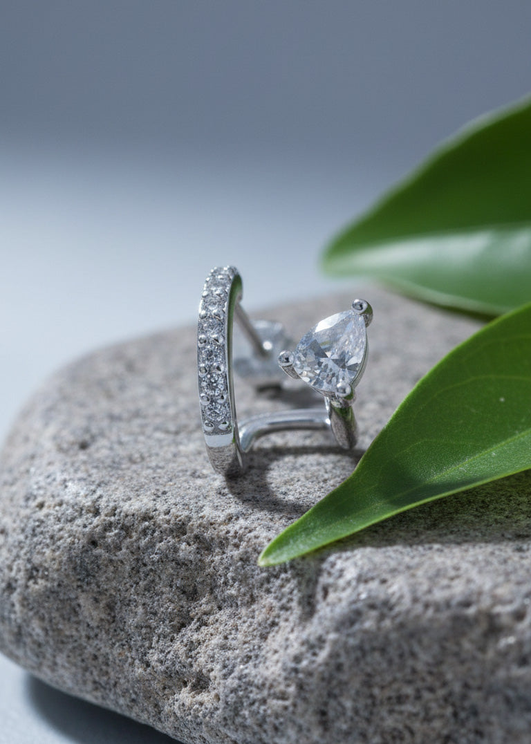 CZ hoop with a side pear shape.