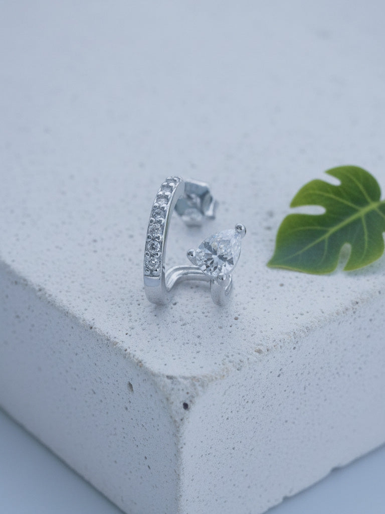 CZ hoop with a side pear shape.