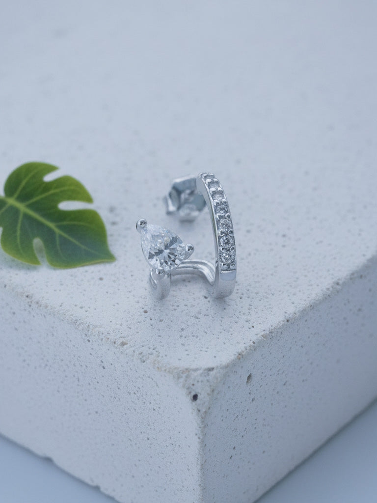 CZ hoop with a side pear shape.