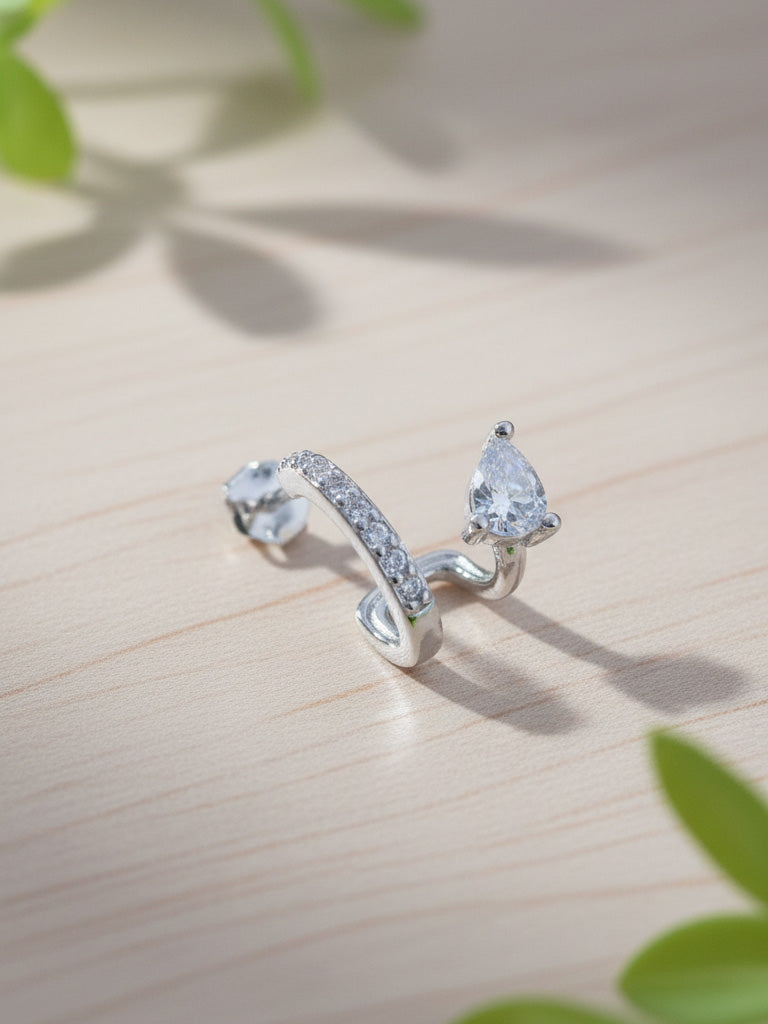 CZ hoop with a side pear shape.