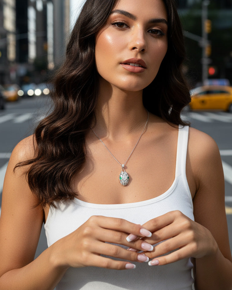 CZ snake shape necklace.