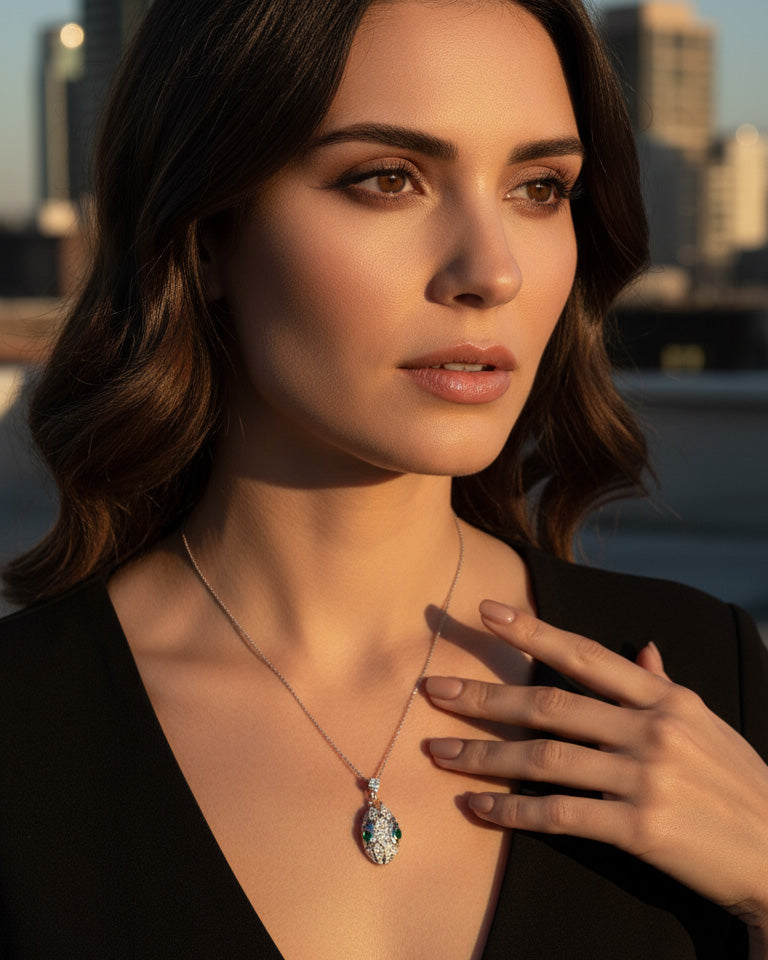 CZ snake shape necklace.