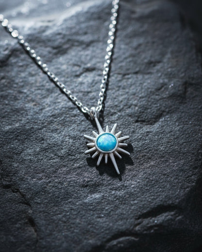 star shape necklace with round opal stone.