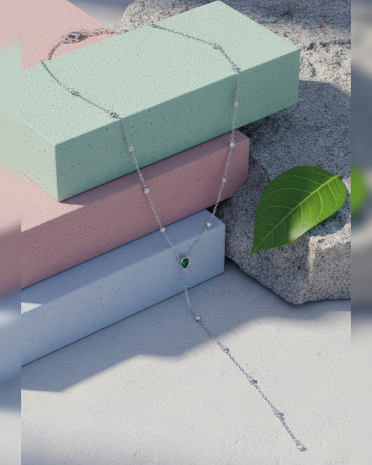 emerald Y shape necklace