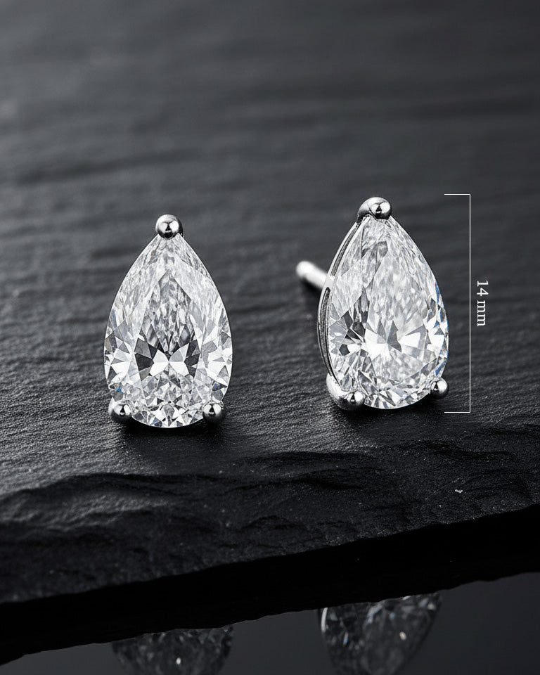 14 mm pear shape stud earring.