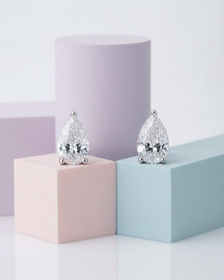 14 mm pear shape stud earring.