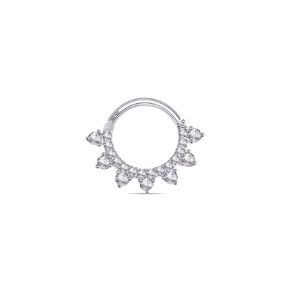 Daith piercing earring with CZ round stones.