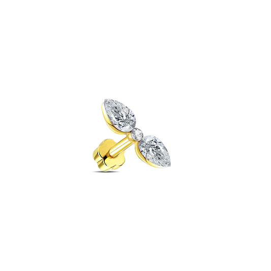 two pear and round shape stones flatback earring.