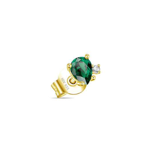 4 mm emerald color pear shape with tiny round stone stud earring.
