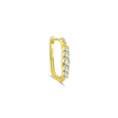 Rectangular hoop earring with graduated CZ round stones.