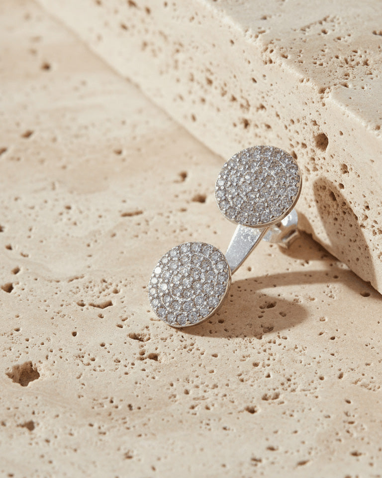 back to front two discs stud earring.