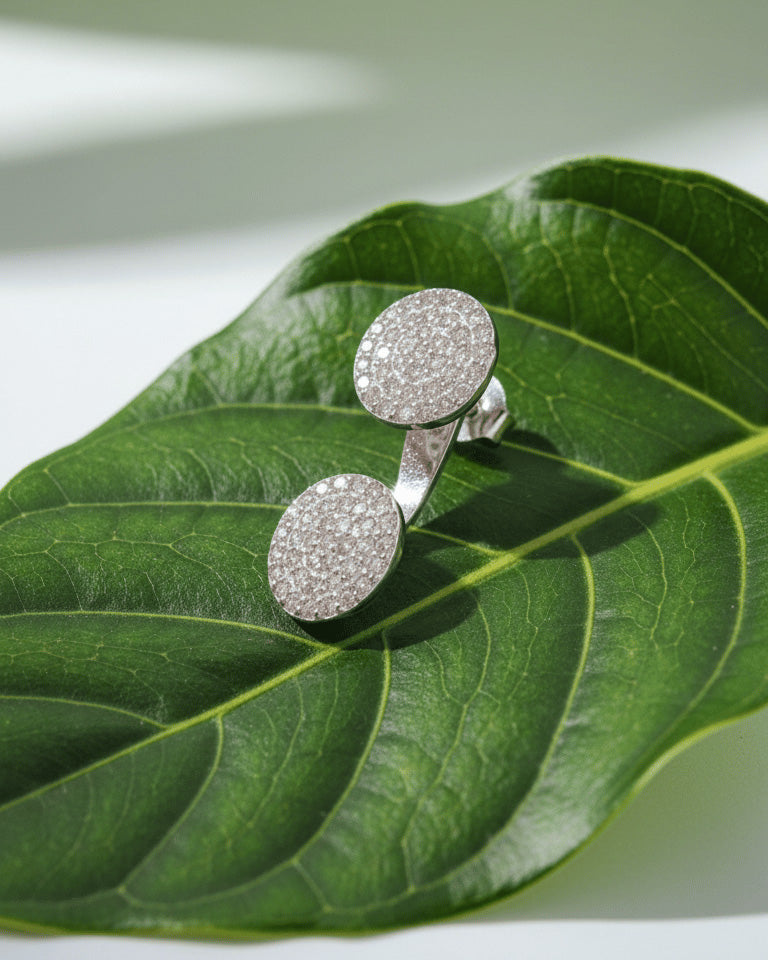 back to front two discs stud earring.