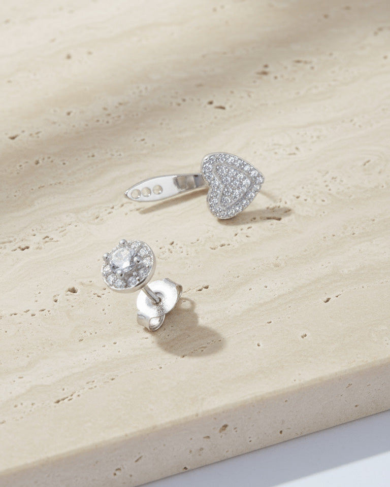 back and front heart shape earrings.
