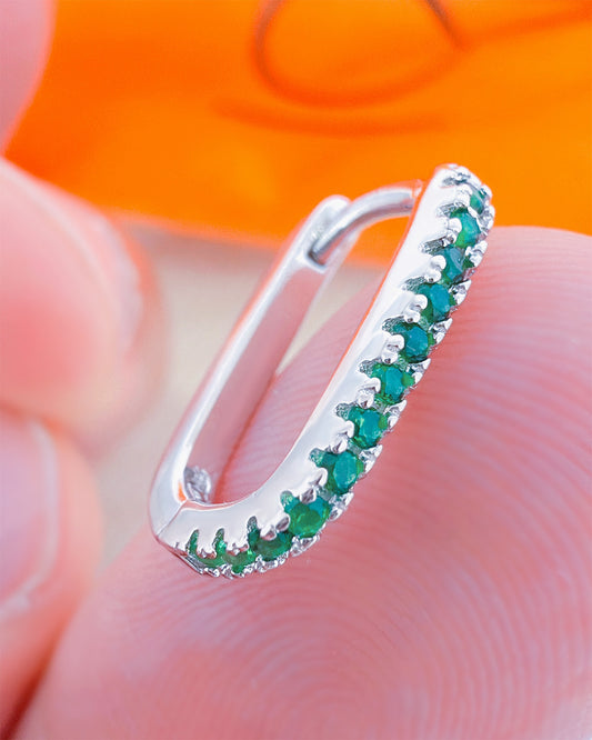 rectangular emerald CZ color hoop.