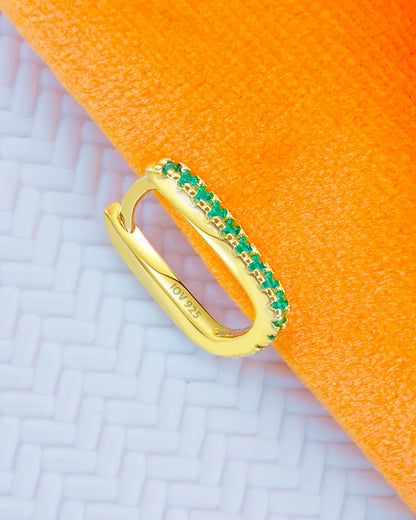 rectangular emerald CZ color hoop.