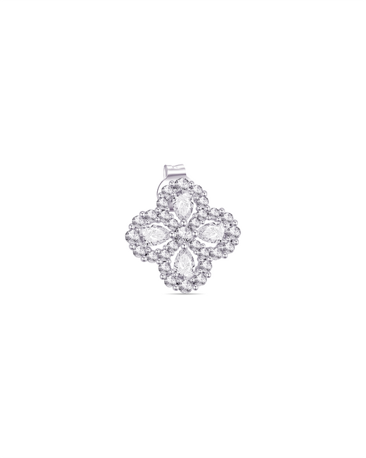 CZ pear and round flower shape stud earring.
