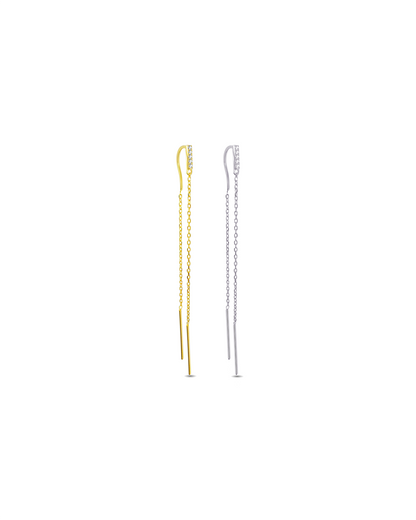 CZ bar threader style earring.