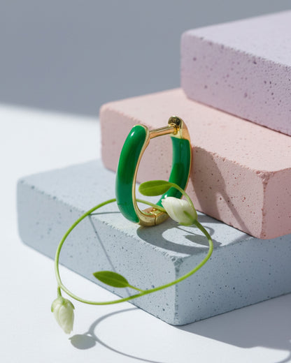 enamel rectangular shape hoops.
