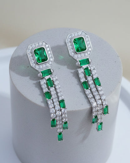 emerald and white CZ luxury earring.