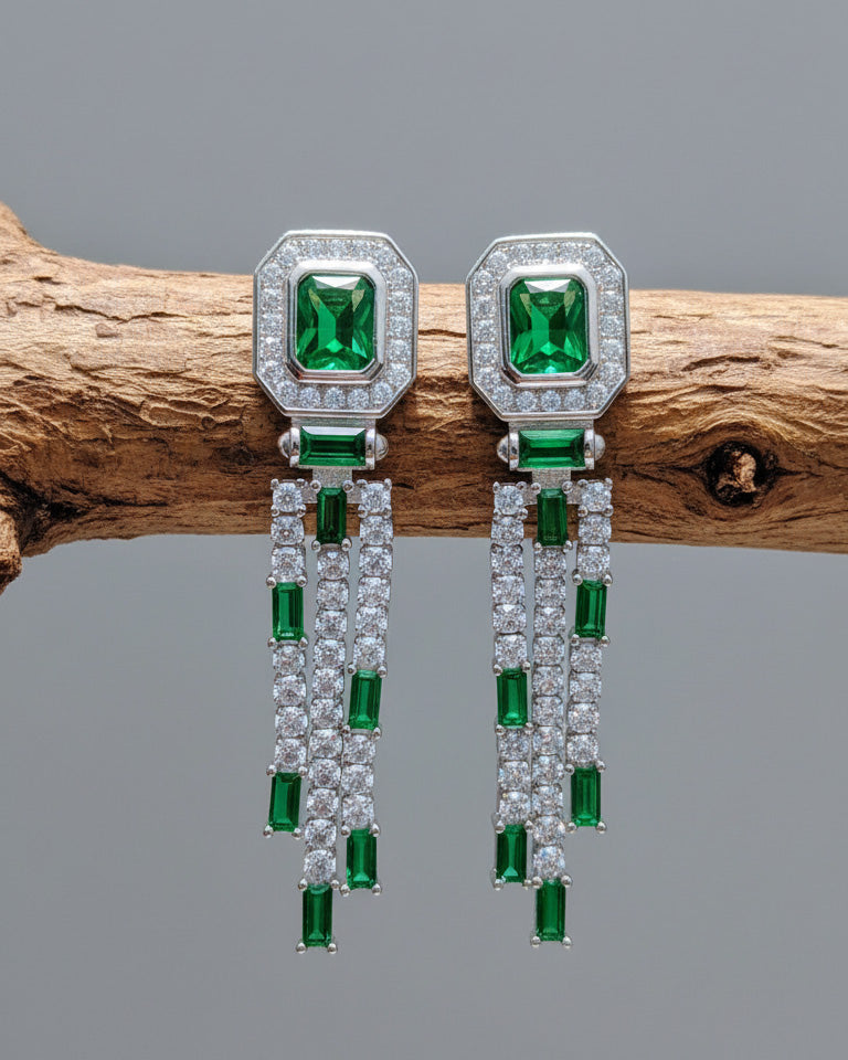 emerald and white CZ luxury earring.