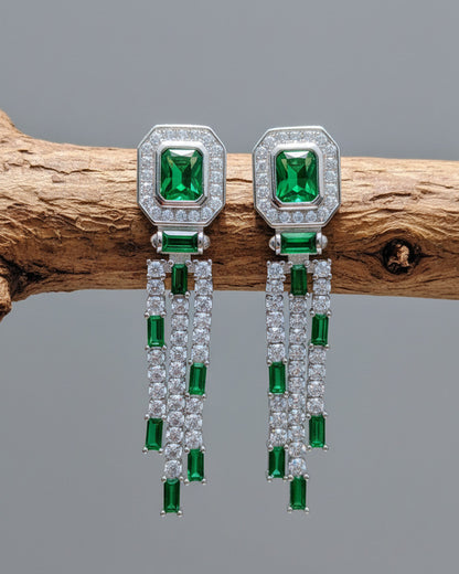 emerald and white CZ luxury earring.