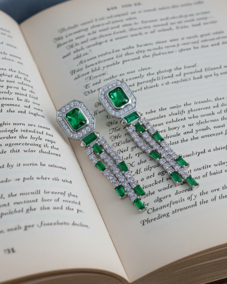 emerald and white CZ luxury earring.