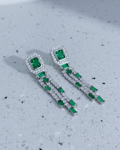 emerald and white CZ luxury earring.