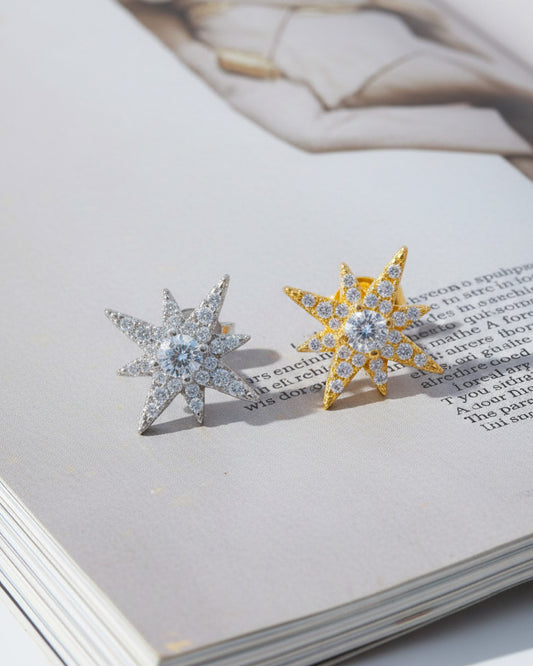 CZ star shape stud earring.