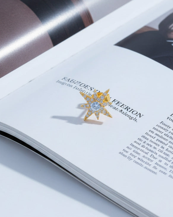 CZ star shape stud earring.