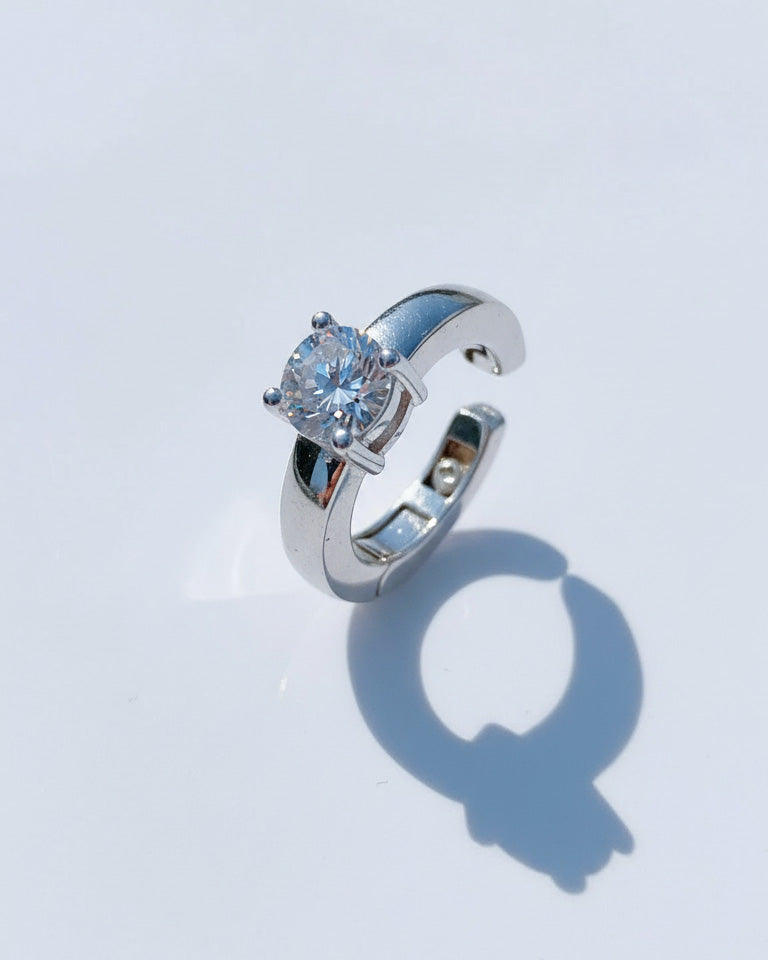 plain clip-on ear-cuff with single CZ stone.